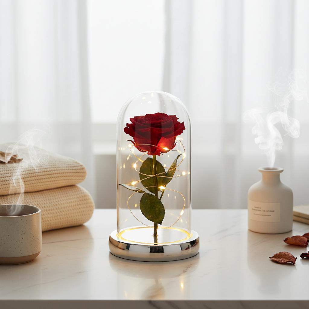 Premium eternal rose on marble